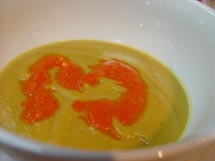 Curried Cauliflower Soup with Red Pepper Puree