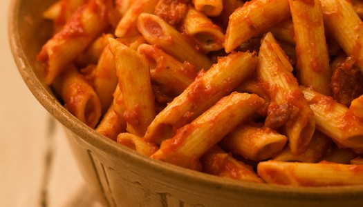Penne with Tomato Bacon Sauce